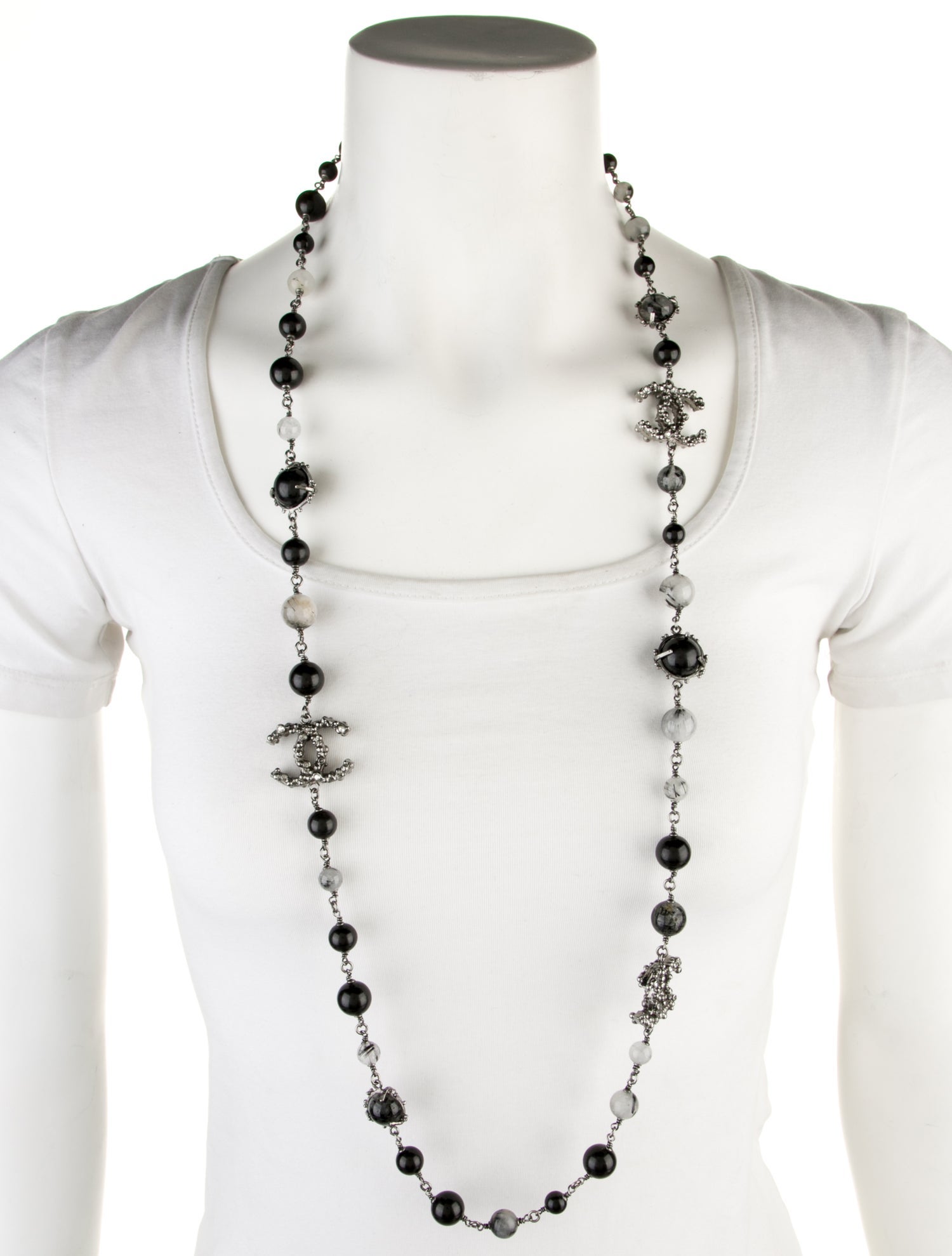 Chanel Strass & Resin CC Bead Strand Necklace